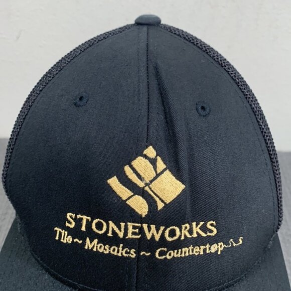 Stoneworks Trucker Hat Fitted Cap Mens OS Black Mesh Flexfit by Yupoong - Picture 3 of 12